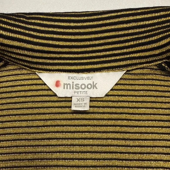 Misook Cardigan Blazer Jacket Womens XS Gold Black Textured Stripe - Picture 3 of 5